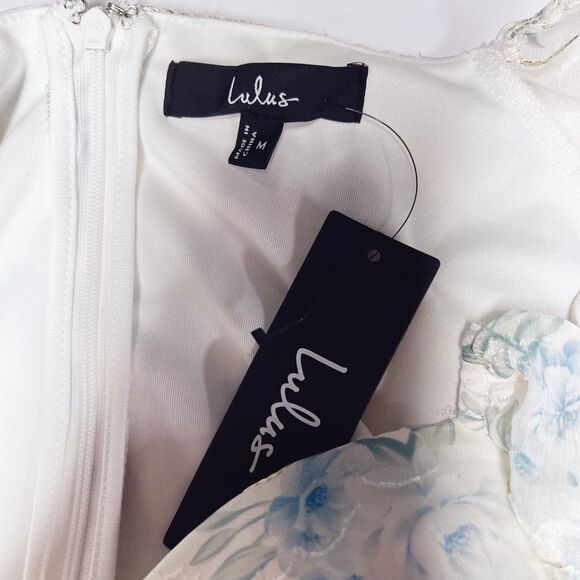 Lulus Decadent Charisma Ivory Floral Embroidered Bustier Mini Dress Size M NWT - Picture 7 of 9